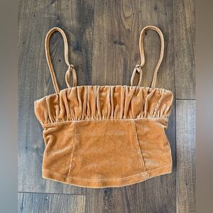 Urban Outfitters Eden Ruched Cami Crop Tank Top Size Small Golden Brown